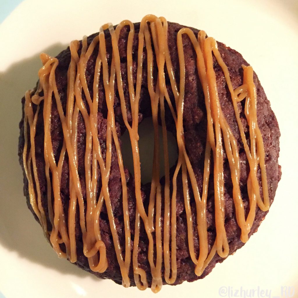 Donut with peanut butter drizzle